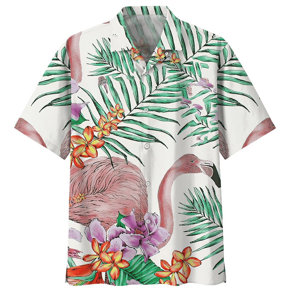 Flamingo Hawaiian Shirt Colorful Short Sleeve Summer Beach Casual Shirt For Men And Women