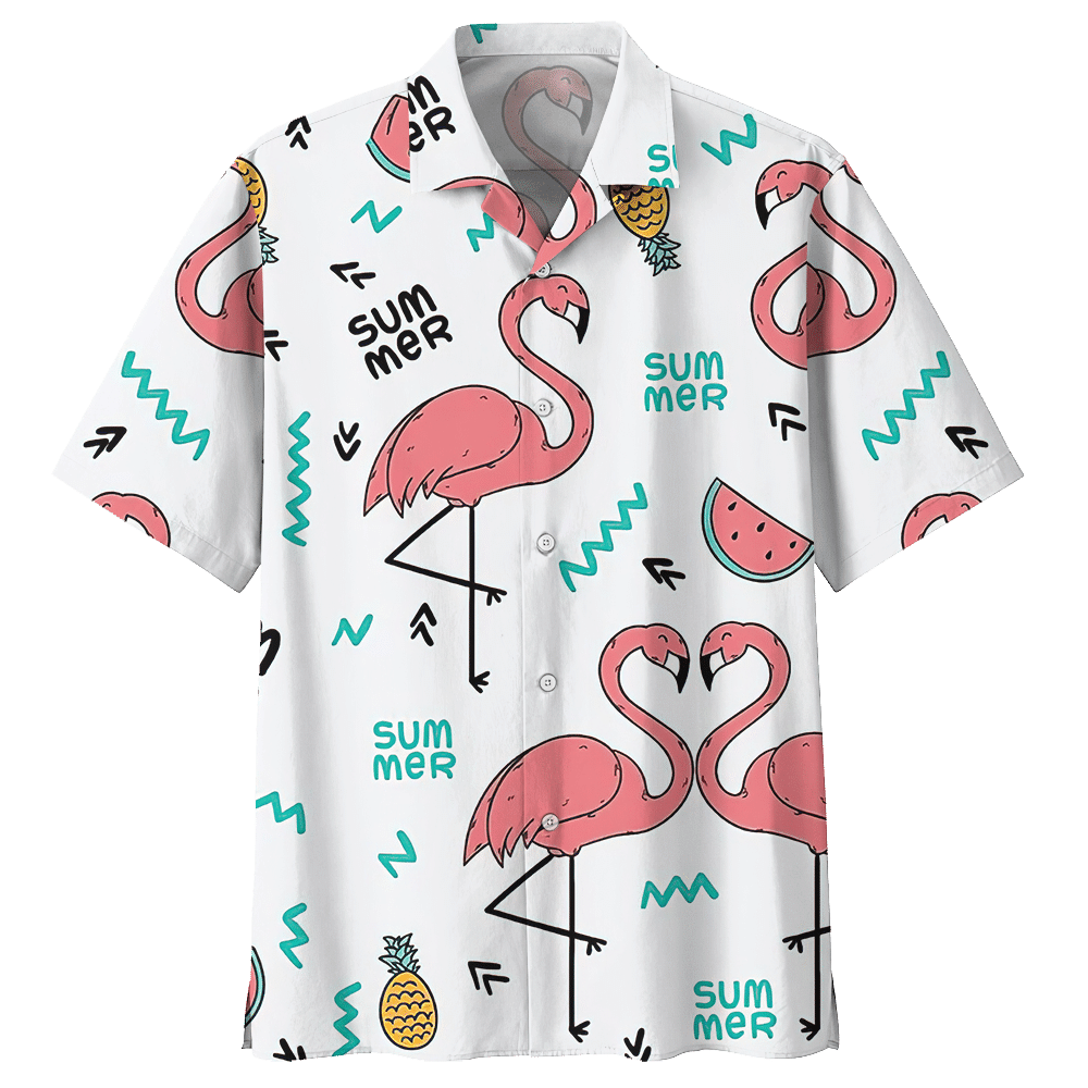 Flamingo Hawaiian Shirt Colorful Short Sleeve Summer Beach Casual Shirt For Men And Women