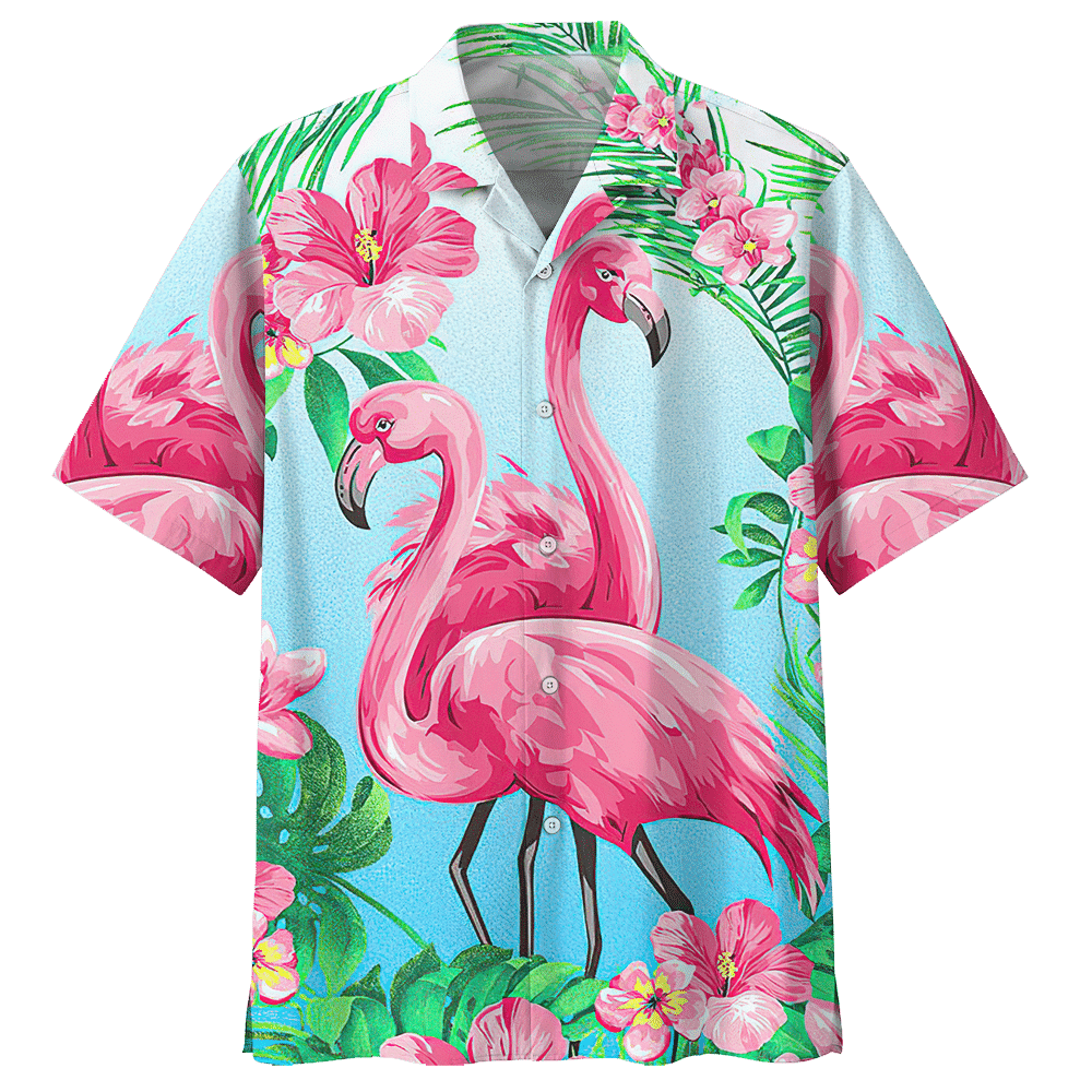 Flamingo Hawaiian Shirt Colorful Short Sleeve Summer Beach Casual Shirt For Men And Women