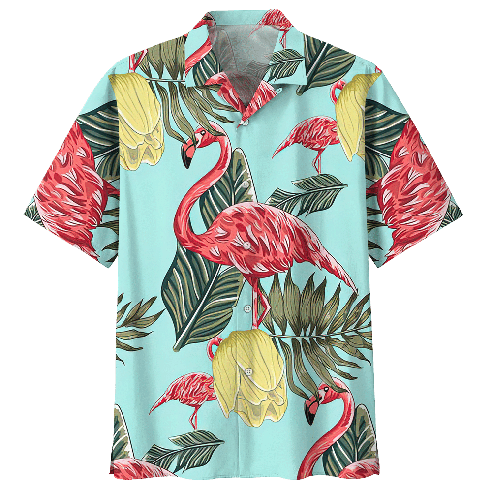 Flamingo Hawaiian Shirt Colorful Short Sleeve Summer Beach Casual Shirt For Men And Women