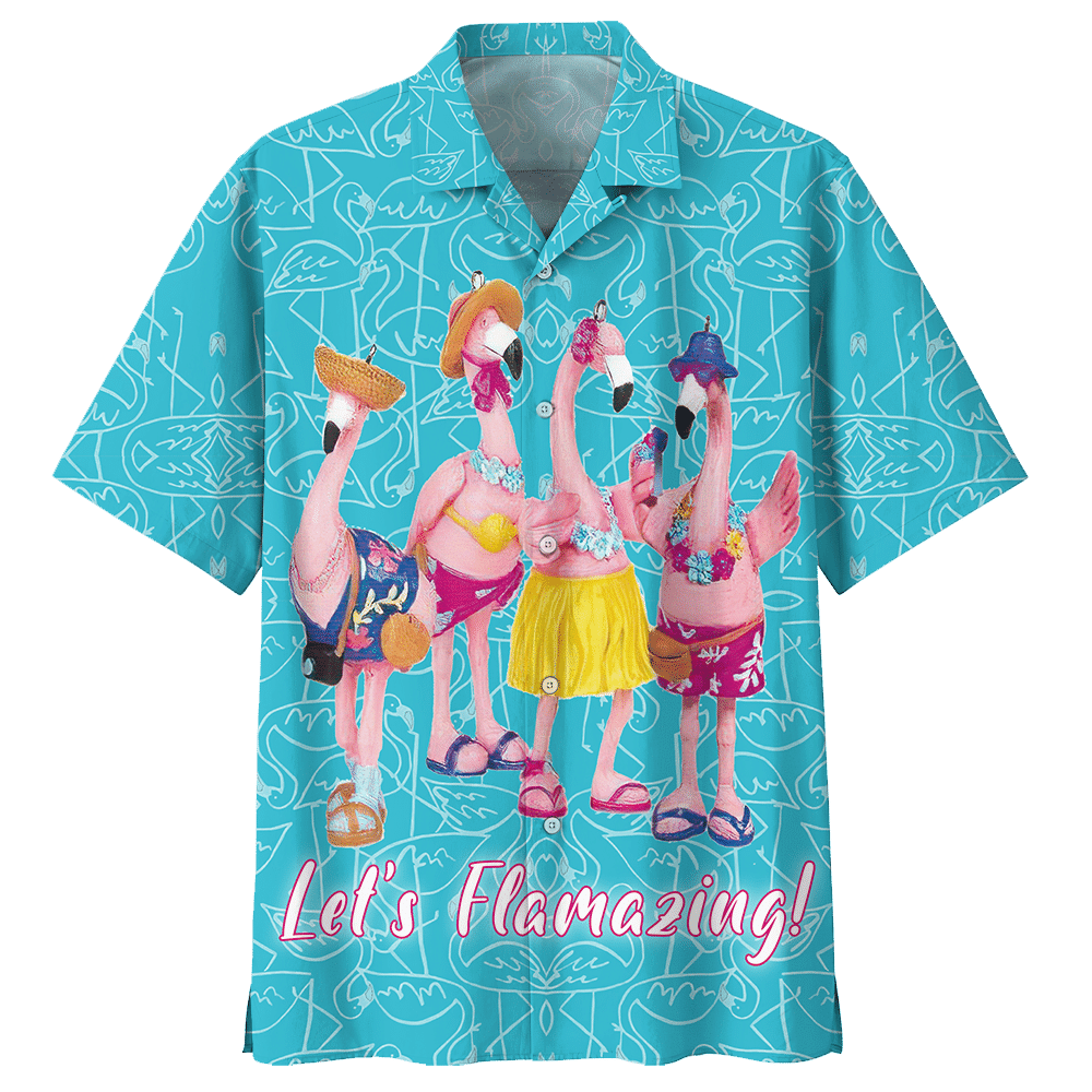 Flamingo Hawaiian Shirt Colorful Short Sleeve Summer Beach Casual Shirt For Men And Women