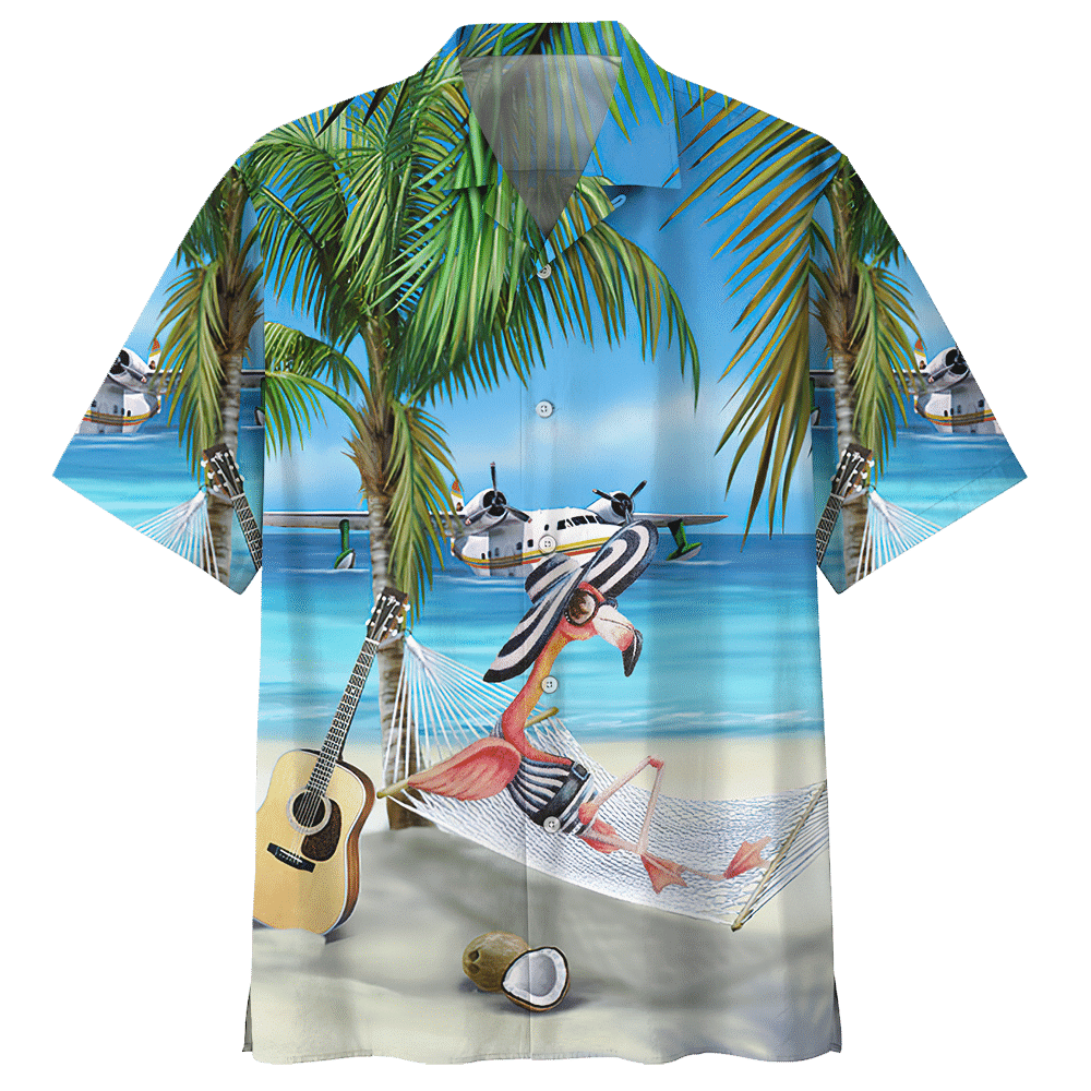 Flamingo Hawaiian Shirt Colorful Short Sleeve Summer Beach Casual Shirt For Men And Women