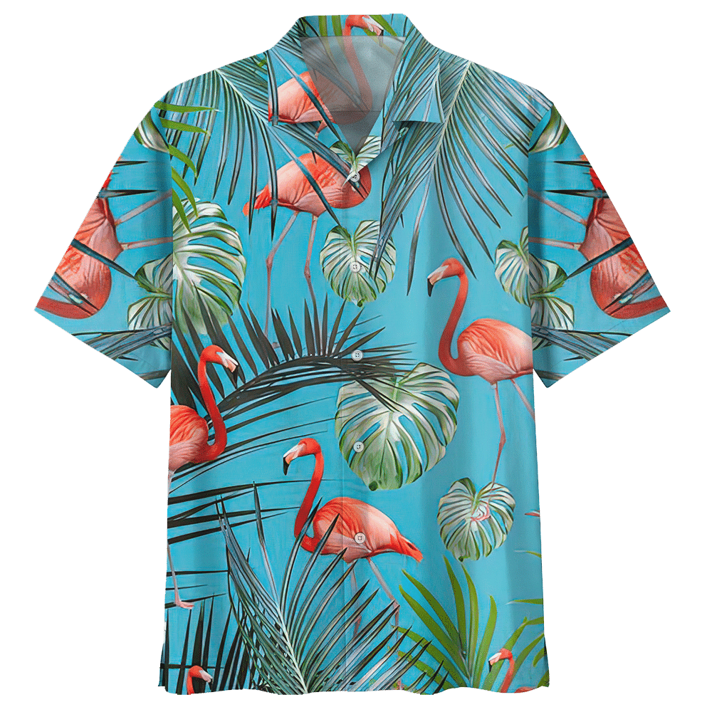 Flamingo Hawaiian Shirt Colorful Short Sleeve Summer Beach Casual Shirt For Men And Women