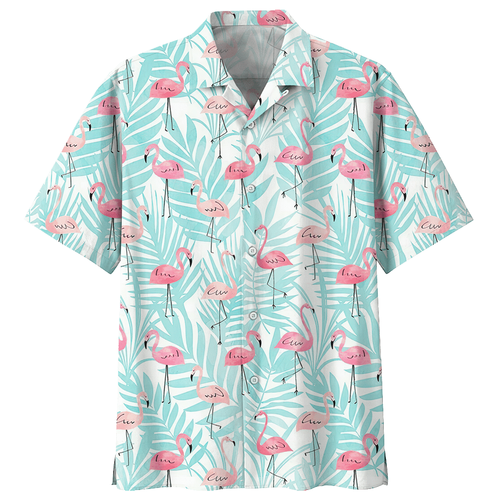 Flamingo Hawaiian Shirt Colorful Short Sleeve Summer Beach Casual Shirt For Men And Women