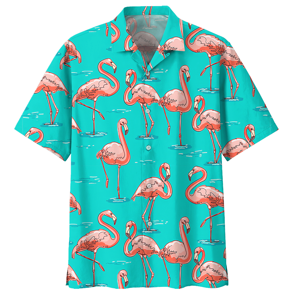 Flamingo Hawaiian Shirt Colorful Short Sleeve Summer Beach Casual Shirt For Men And Women