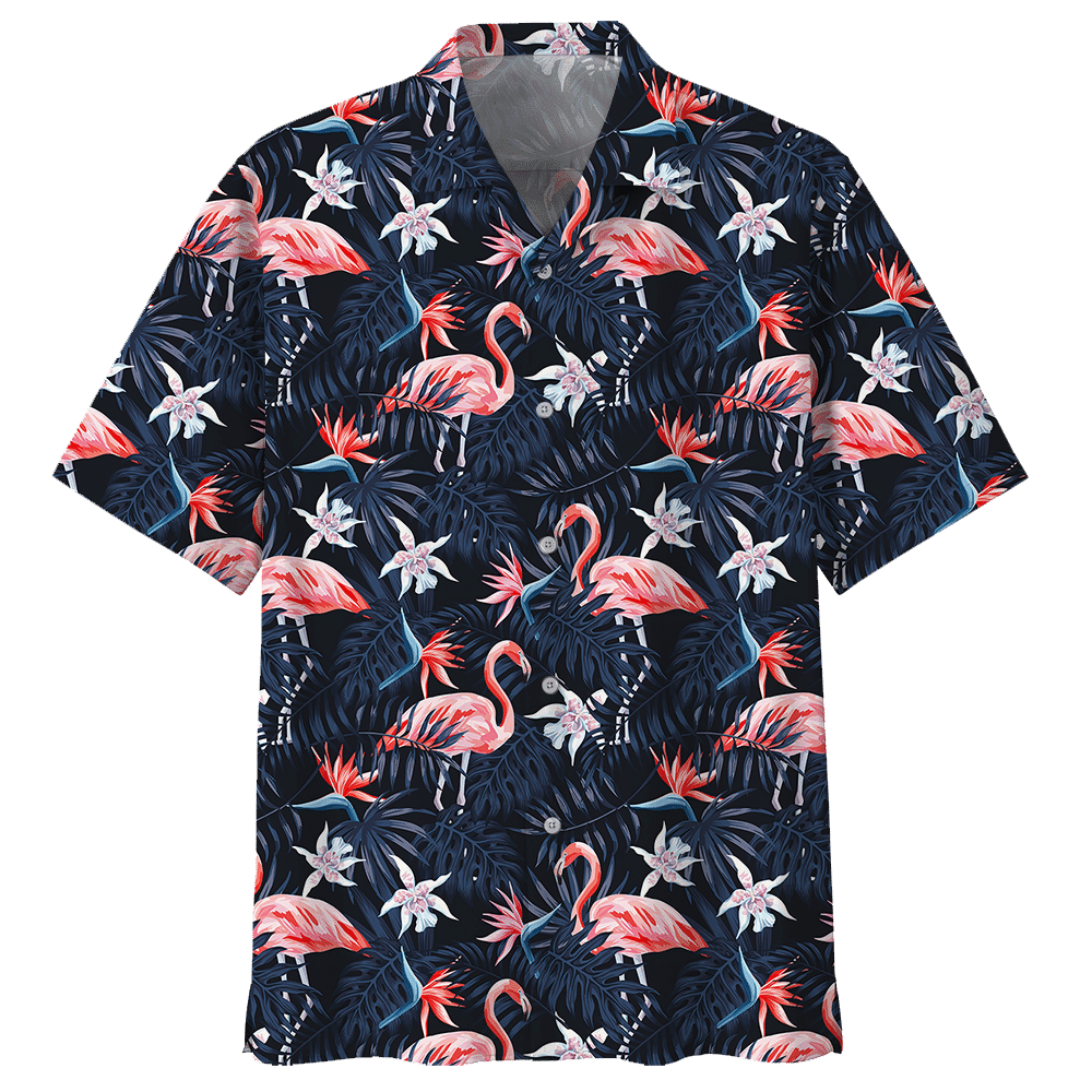 Flamingo Hawaiian Shirt Colorful Short Sleeve Summer Beach Casual Shirt For Men And Women