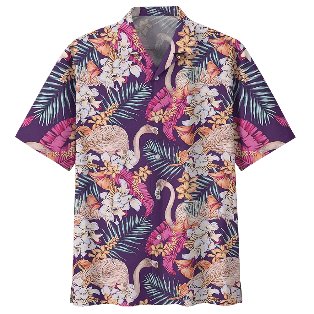 Flamingo Hawaiian Shirt Colorful Short Sleeve Summer Beach Casual Shirt For Men And Women