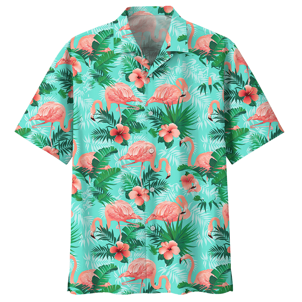 Flamingo Hawaiian Shirt Colorful Short Sleeve Summer Beach Casual Shirt For Men And Women