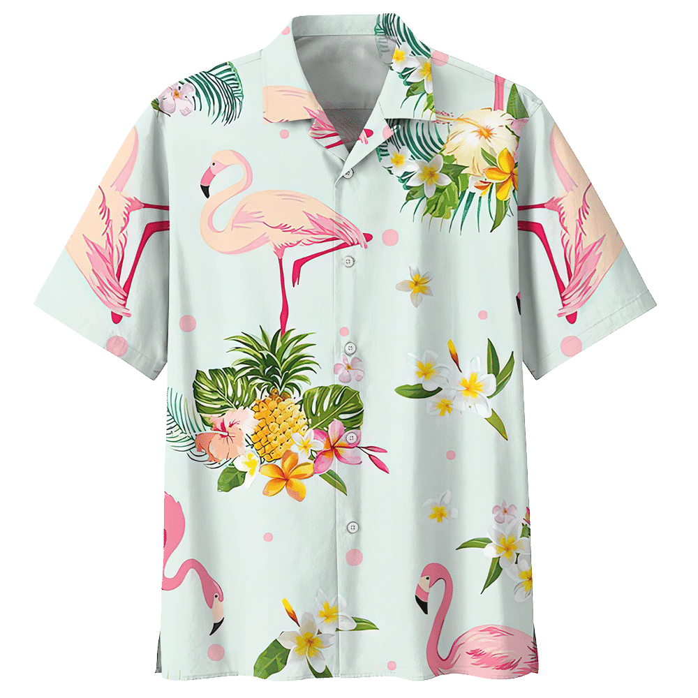 Flamingo Hawaiian Shirt Colorful Short Sleeve Summer Beach Casual Shirt For Men And Women