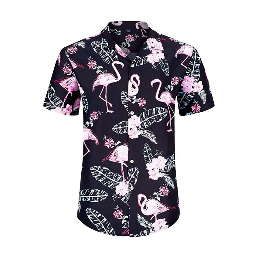 Flamingo Hawaiian Shirt Flamingo Button Up Shirt Beach Short Shirt for Men and Women