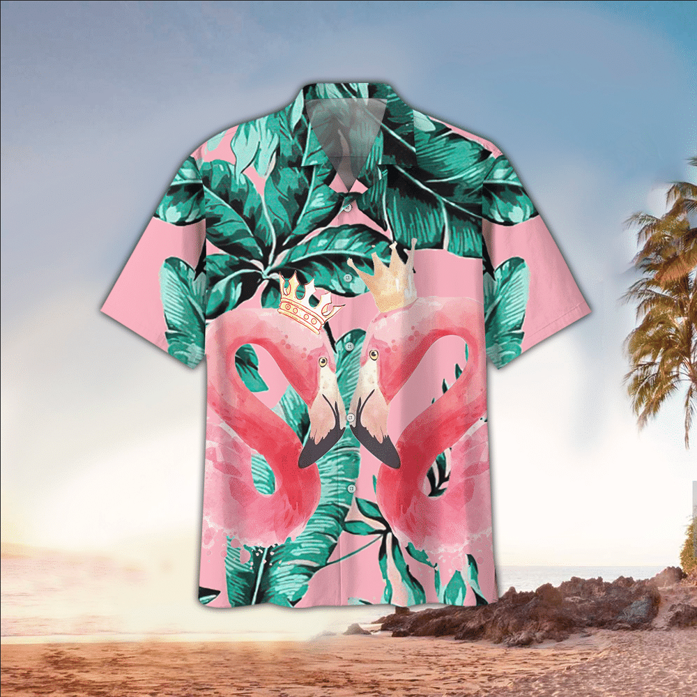 Flamingo Hawaiian Shirt Flamingo Button Up Shirt Summer Aloha Shirt