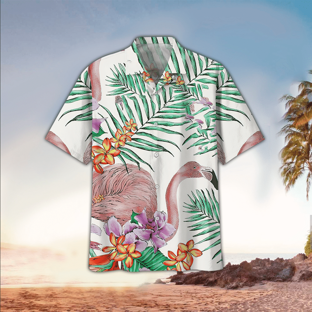 Flamingo Hawaiian Shirt Flamingo Button Up Shirt Summer Aloha Shirt