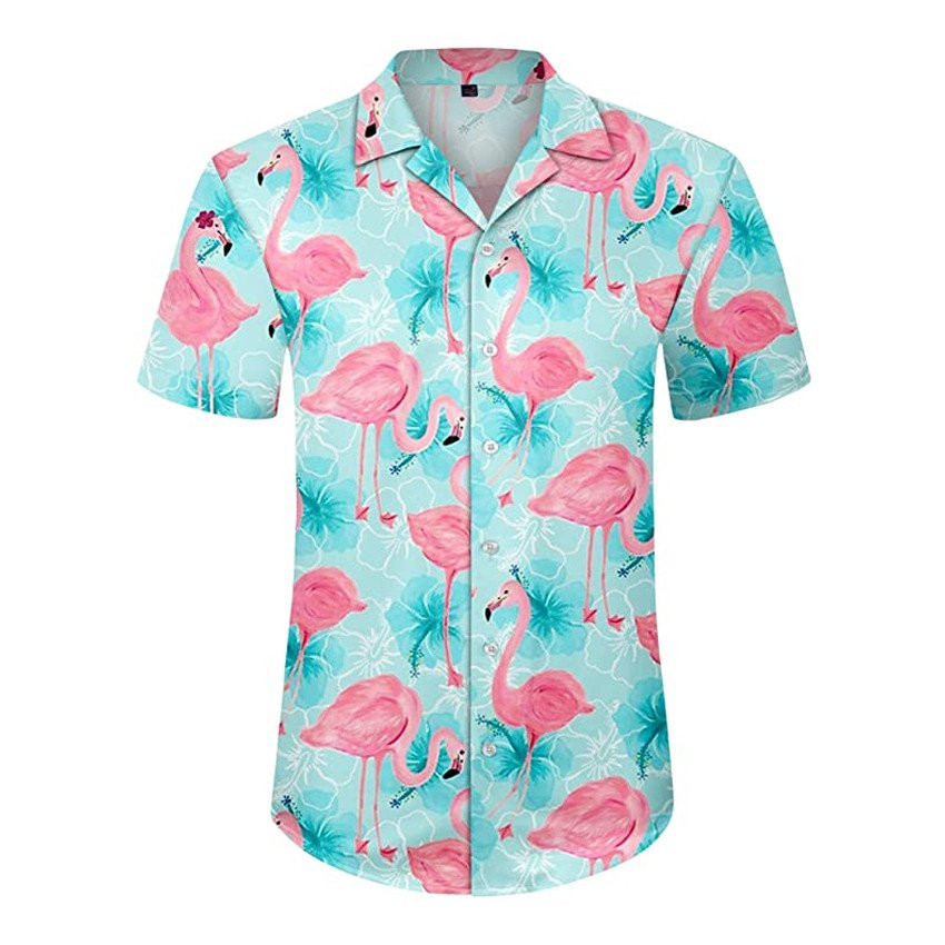 Flamingo Hawaiian Shirt Flamingo Button Up Shirt Summer Aloha Shirt