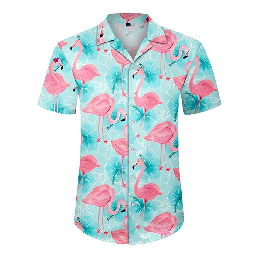 Flamingo Hawaiian Shirt Flamingo Button Up Shirt for Men and Women
