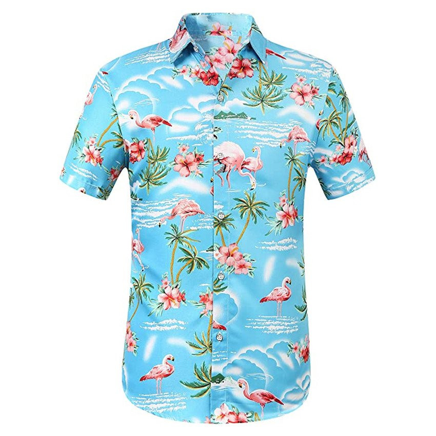 Flamingo Hawaiian Shirt Flamingo  Food 3D Printed Shirt Summer Aloha Shirt, Short Sleeve Hawaiian Shirt