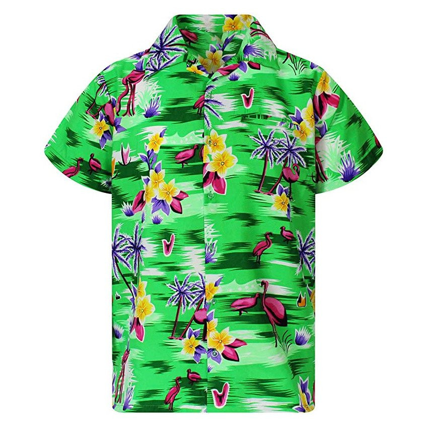 Flamingo Hawaiian Shirt Flamingo Pattern Printed Shirt Summer Aloha Shirt