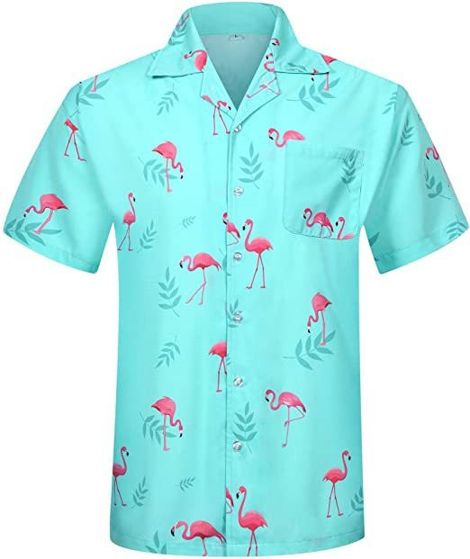 Flamingo Hawaiian Shirt Summer Aloha Shirt, Short Sleeve Hawaiian Shirt