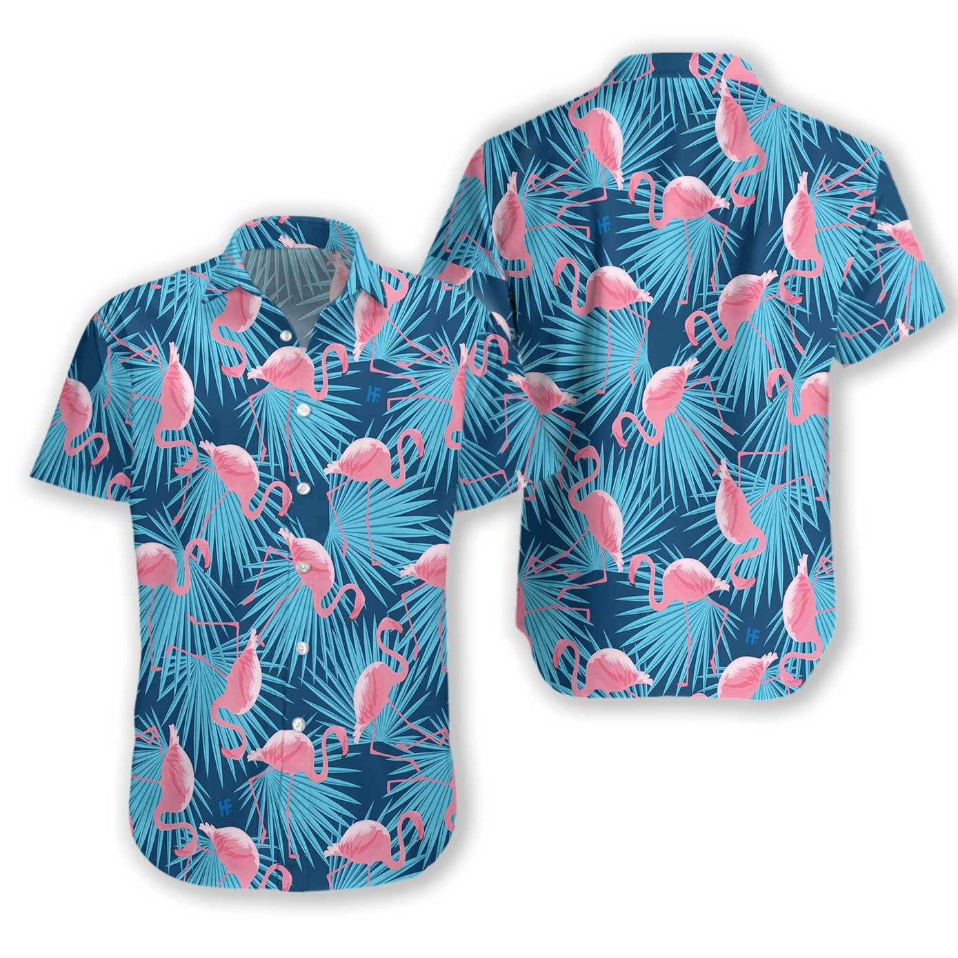 Flamingo Hawaiian Shirt Summer Aloha Shirt, Short Sleeve Hawaiian Shirt