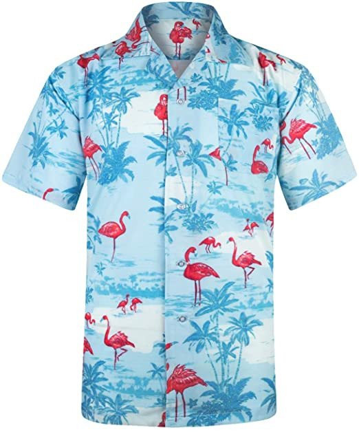 Flamingo Hawaiian Shirt Summer Aloha Shirt, Short Sleeve Hawaiian Shirt