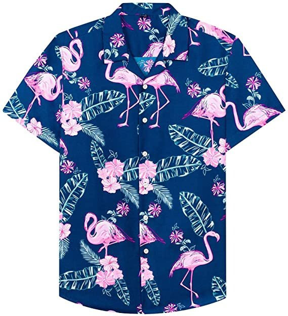 Flamingo Hawaiian Shirt Summer Aloha Shirt, Short Sleeve Hawaiian Shirt