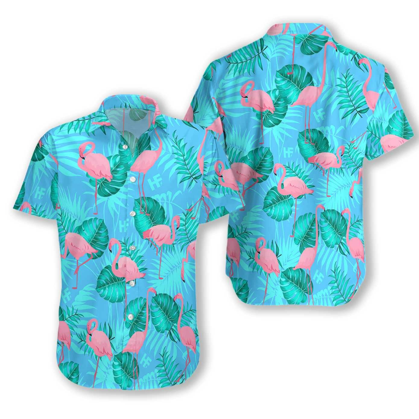 Flamingo Hawaiian Shirt Summer Aloha Shirt, Short Sleeve Hawaiian Shirt