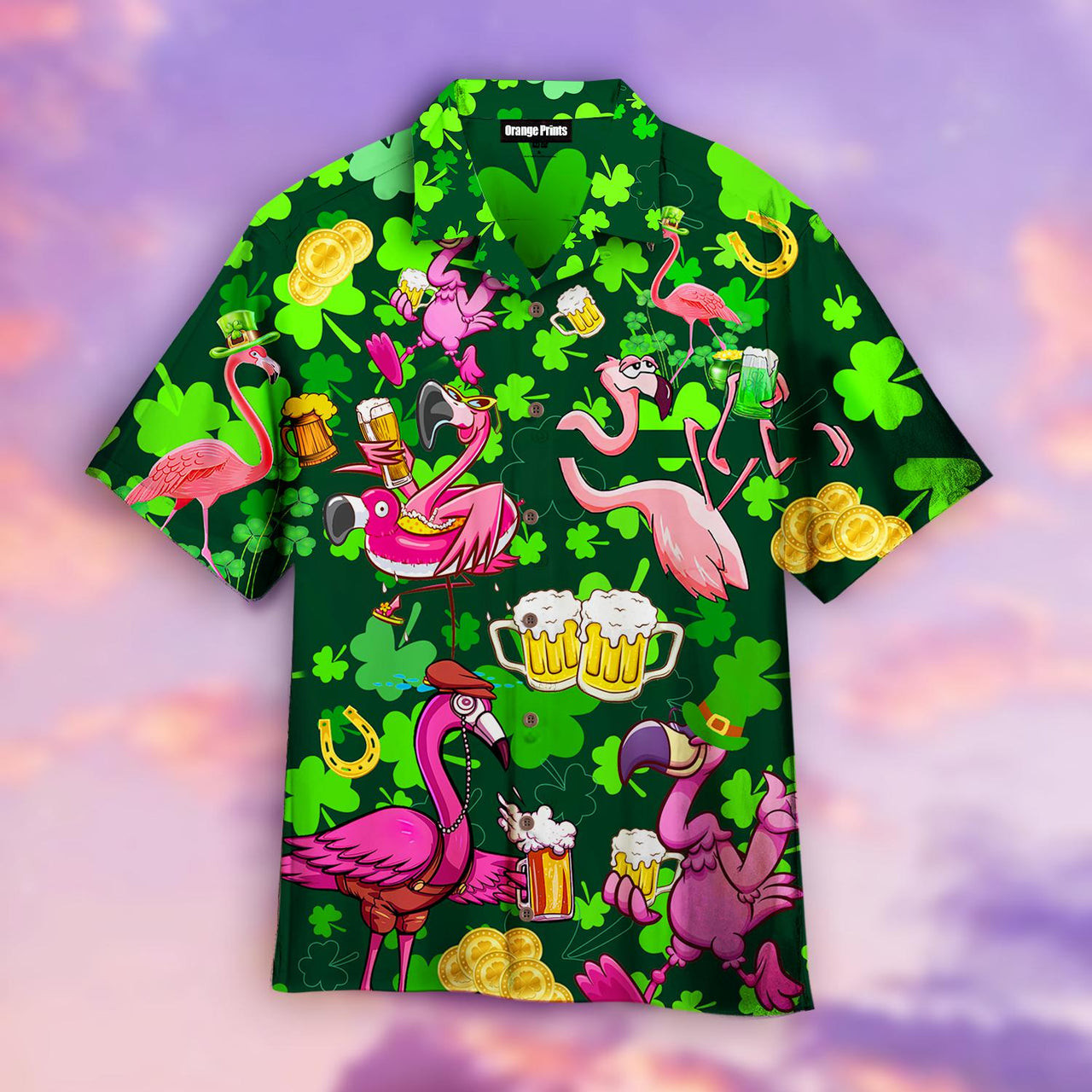 Flamingo Hawaiian Shirt Tropical And Beer Patricks day Hawaiian Shirt For Men Hawaiian Shirt For Men Women