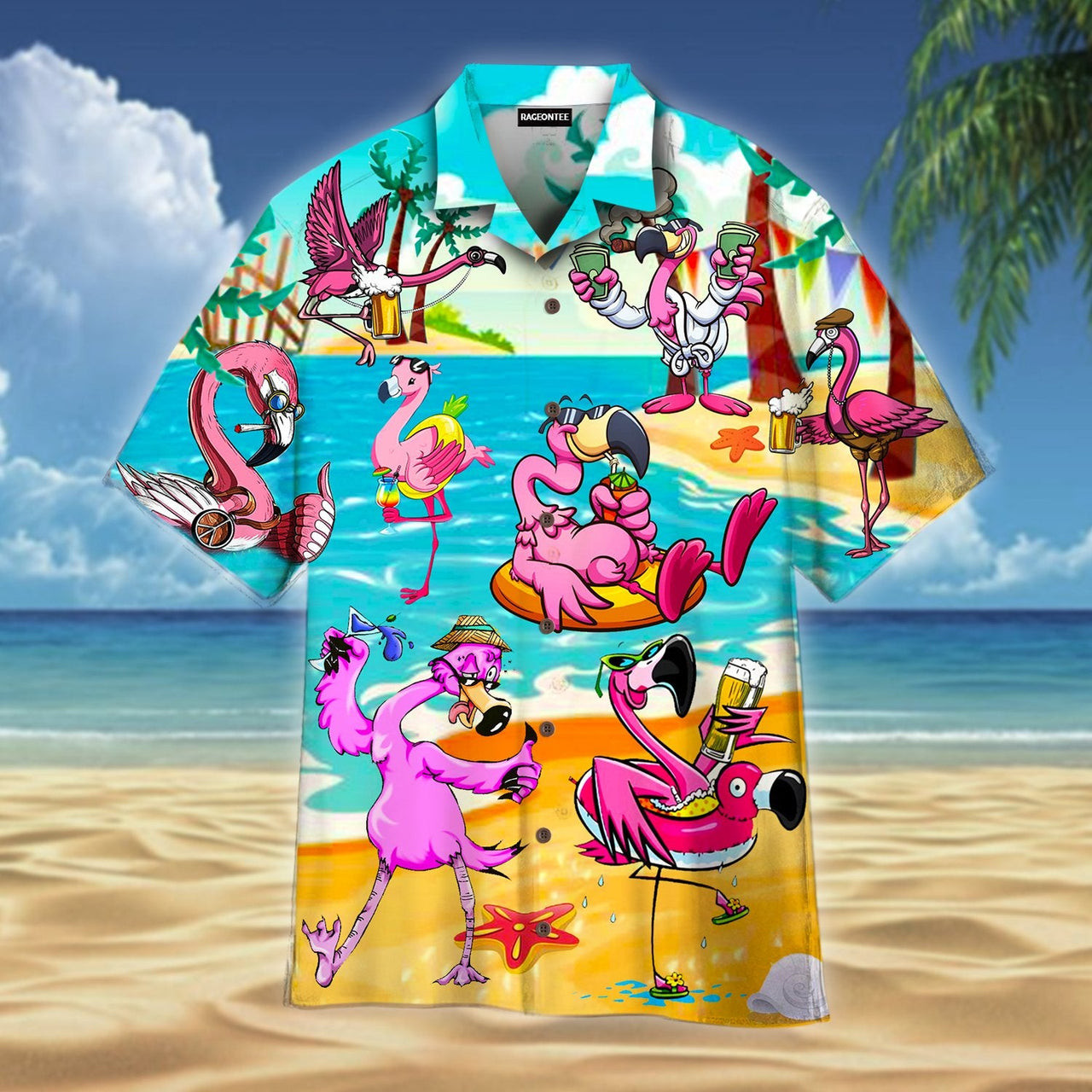 Flamingo Hawaiian Shirt Tropical Beach Funny Hawaiian Shirt For Men Women