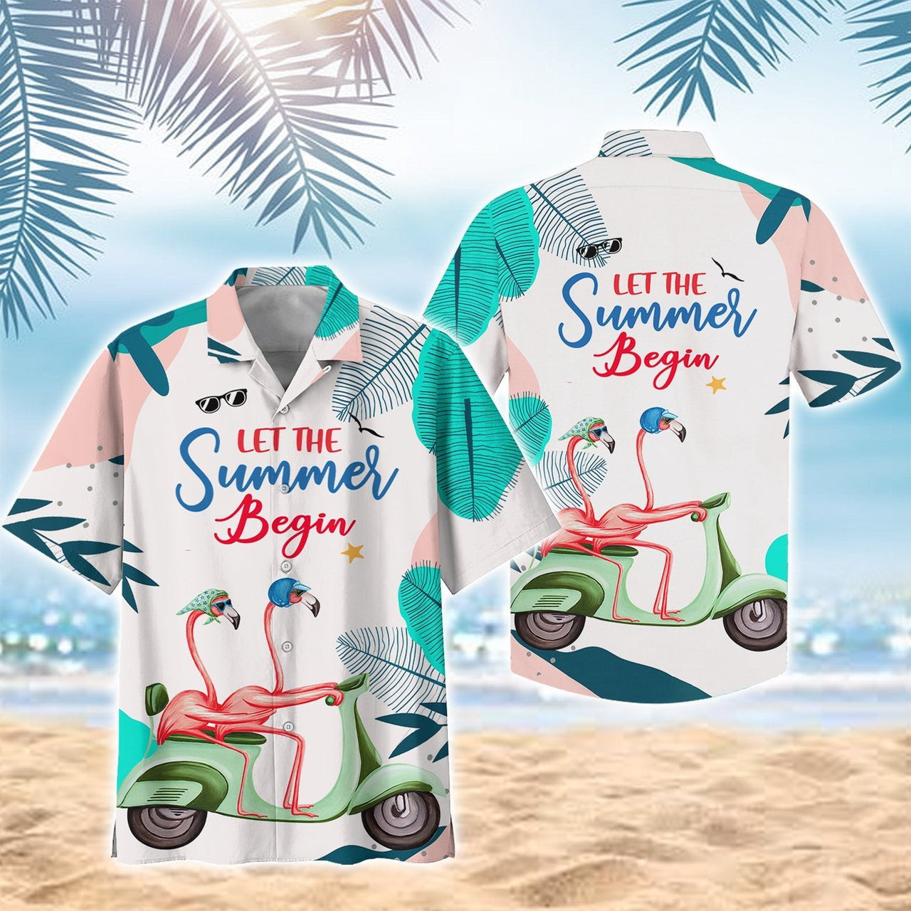 Flamingo Hawaiian Shirt Tropical Couple Bike Hawaiian Shirt For Men Women