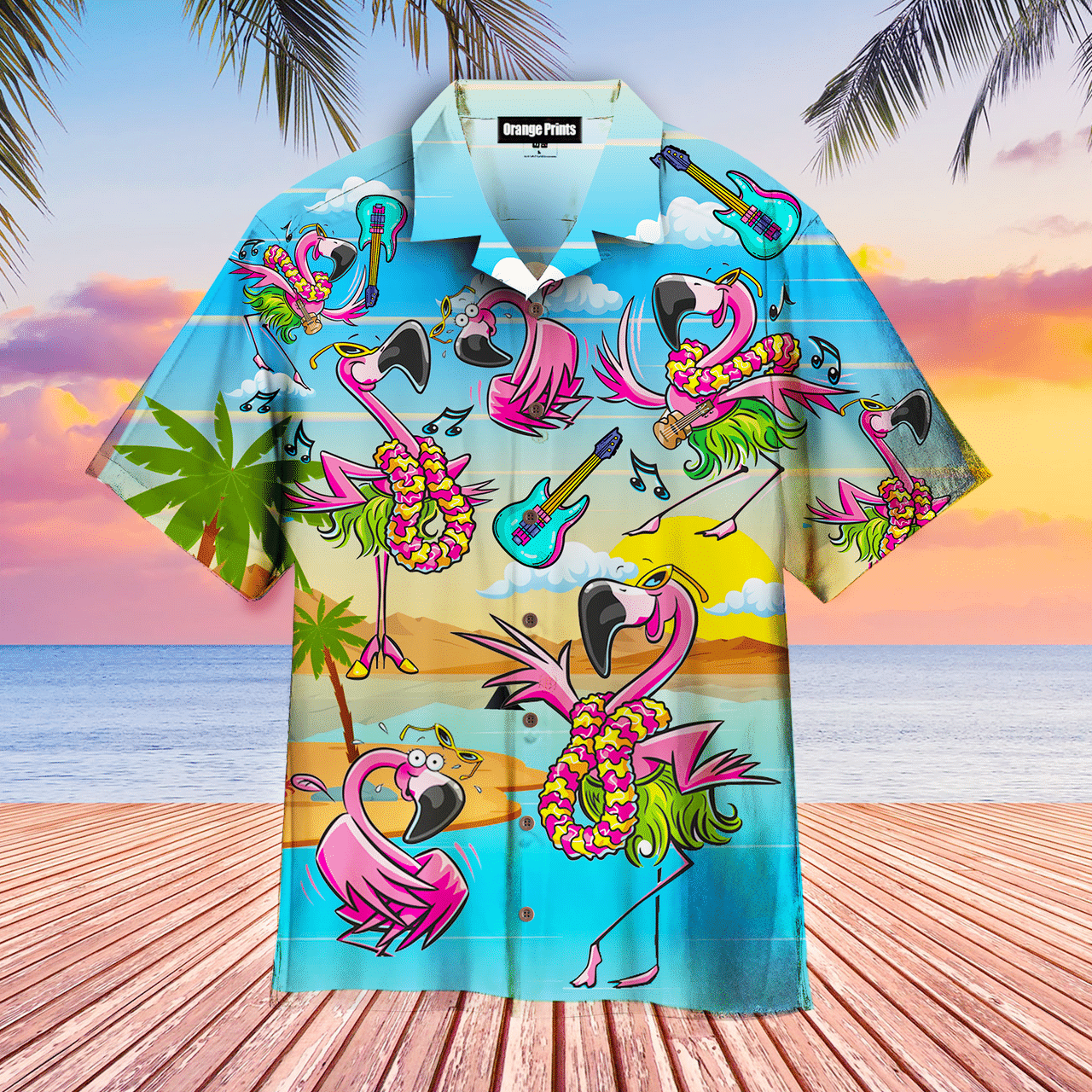 Flamingo Hawaiian Shirt Tropical Enjoys Music Party On Beach Summer Hawaiian Shirt For Men Women