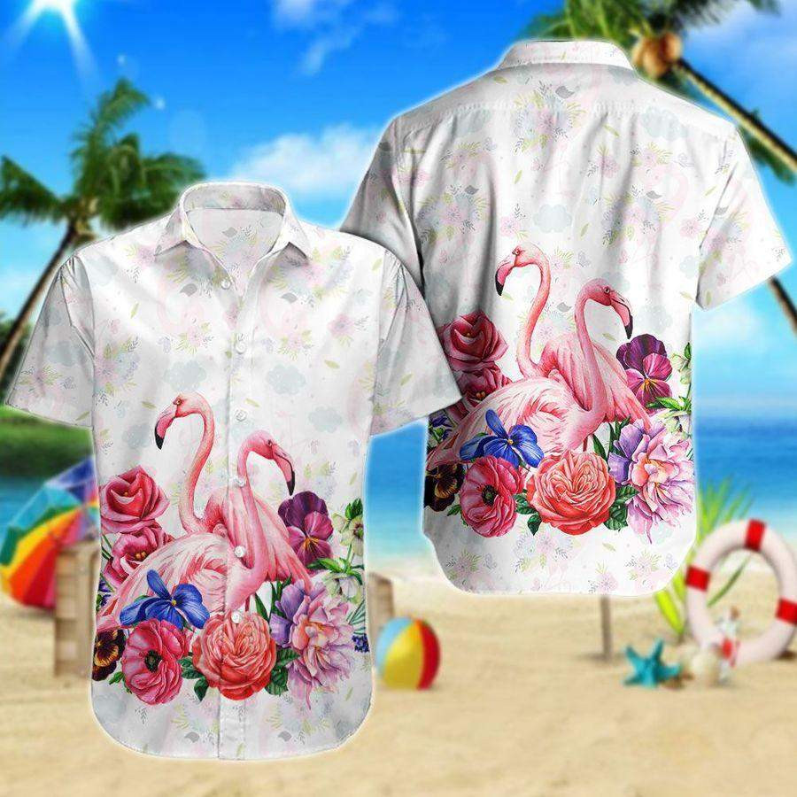 Flamingo Hawaiian Shirt Tropical Flower Hawaiian Shirt For Men Women