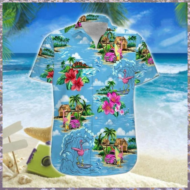 Flamingo Hawaiian Shirt Tropical Surfing Hawaiian Shirt For Men Women