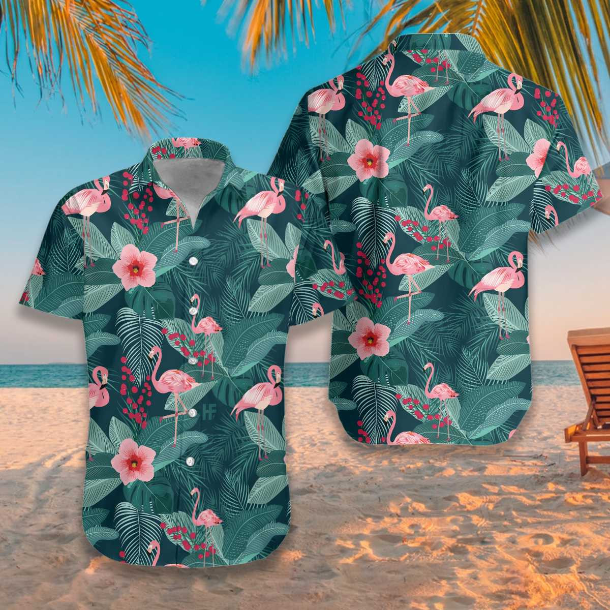 Flamingo Hawaiian Shirt Tropical Tropical Leaves Palm Hawaiian Shirt For Men Women