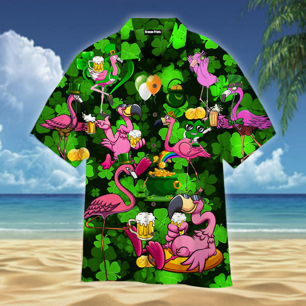 Flamingo Hawaiian Shirt Tropicals Drink Beer  Hawaiian Shirt For Men Women