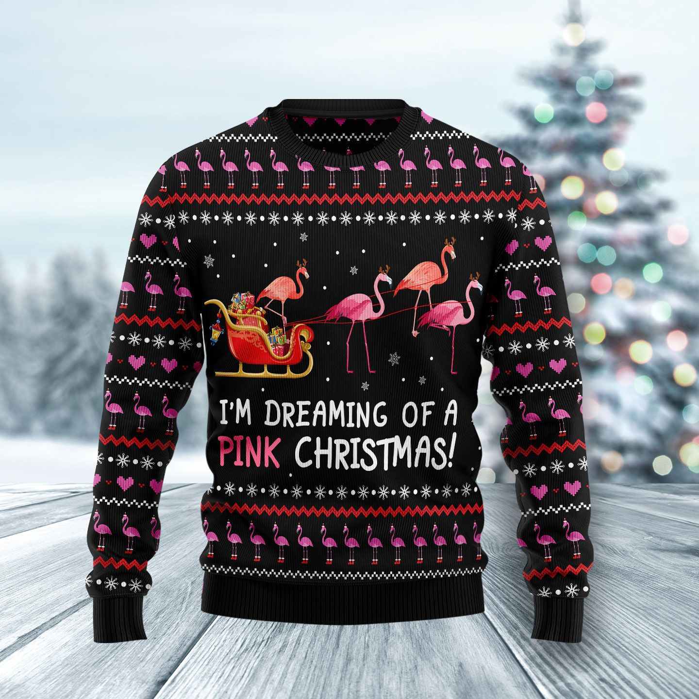 Flamingo Im Dreaming Of A Pink Ugly Christmas Sweater Ugly Sweater For Men Women