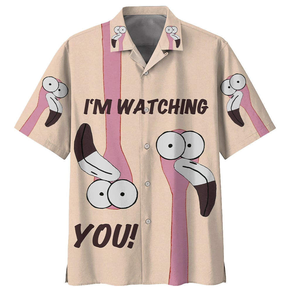 Flamingo Im Watching You Hawaiian Shirt For Men Women