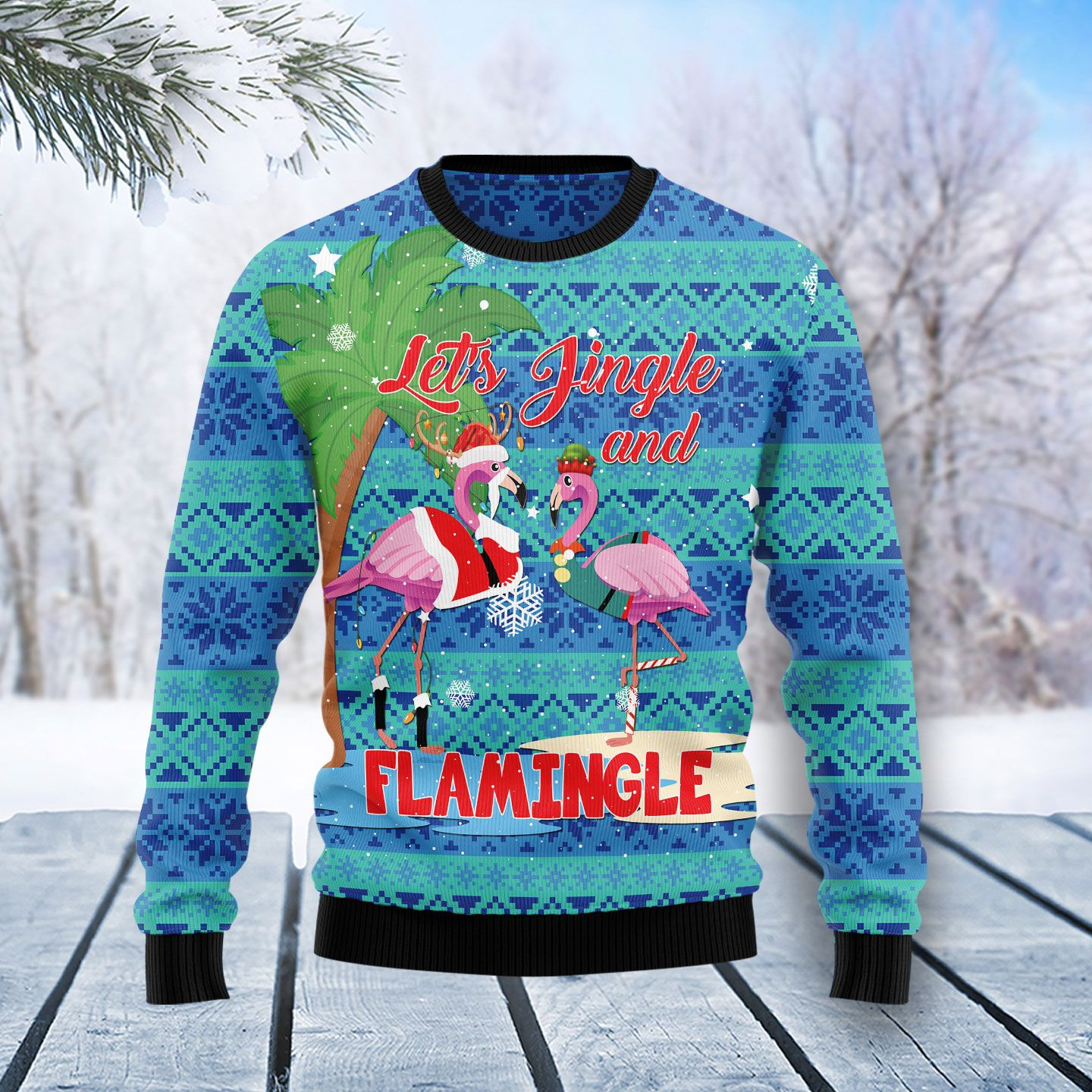 Flamingo Lets Jingle Ugly Christmas Sweater Ugly Sweater For Men Women