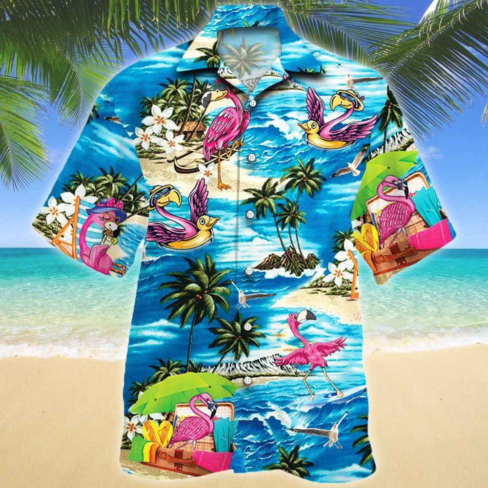 Flamingo Lovers Beach Vibe Aloha Hawaiian Shirt Colorful Short Sleeve Summer Beach Casual Shirt For Men And Women