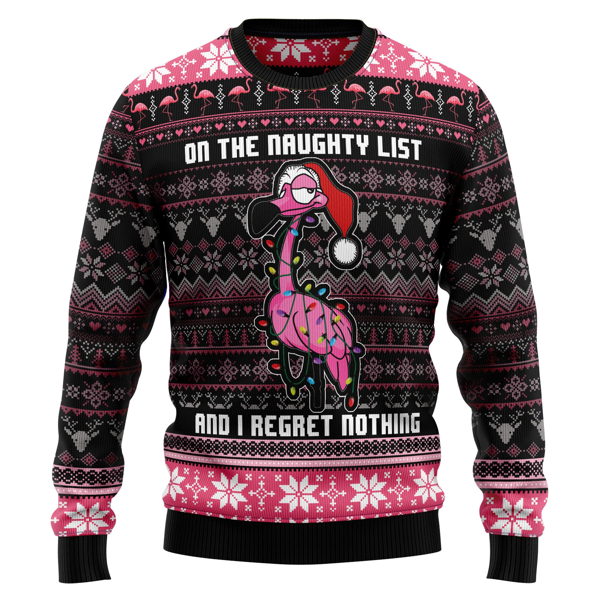 Flamingo Naughty List Ugly Christmas Sweater