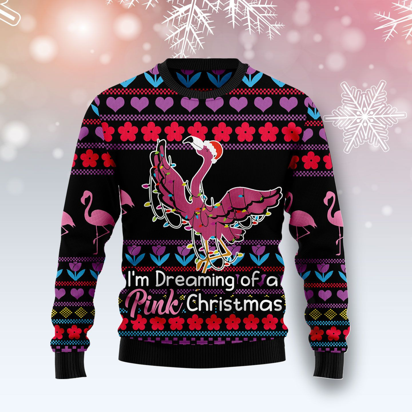 Flamingo Pink Ugly Christmas Sweater Ugly Sweater For Men Women