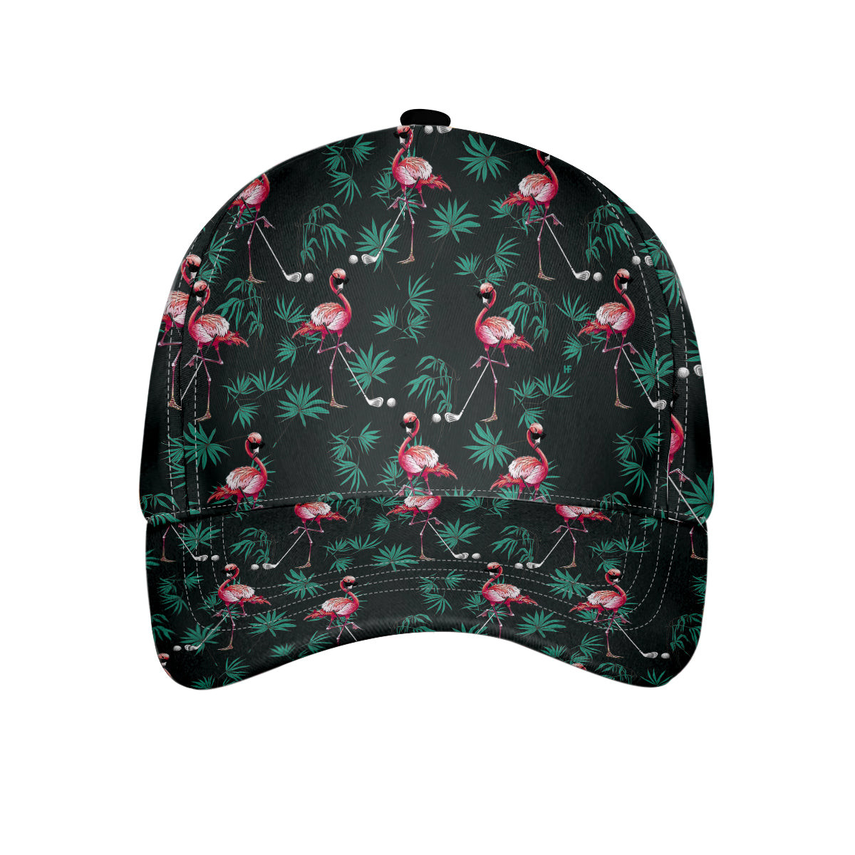 Flamingo Playing Golf Tropical Pattern Cap