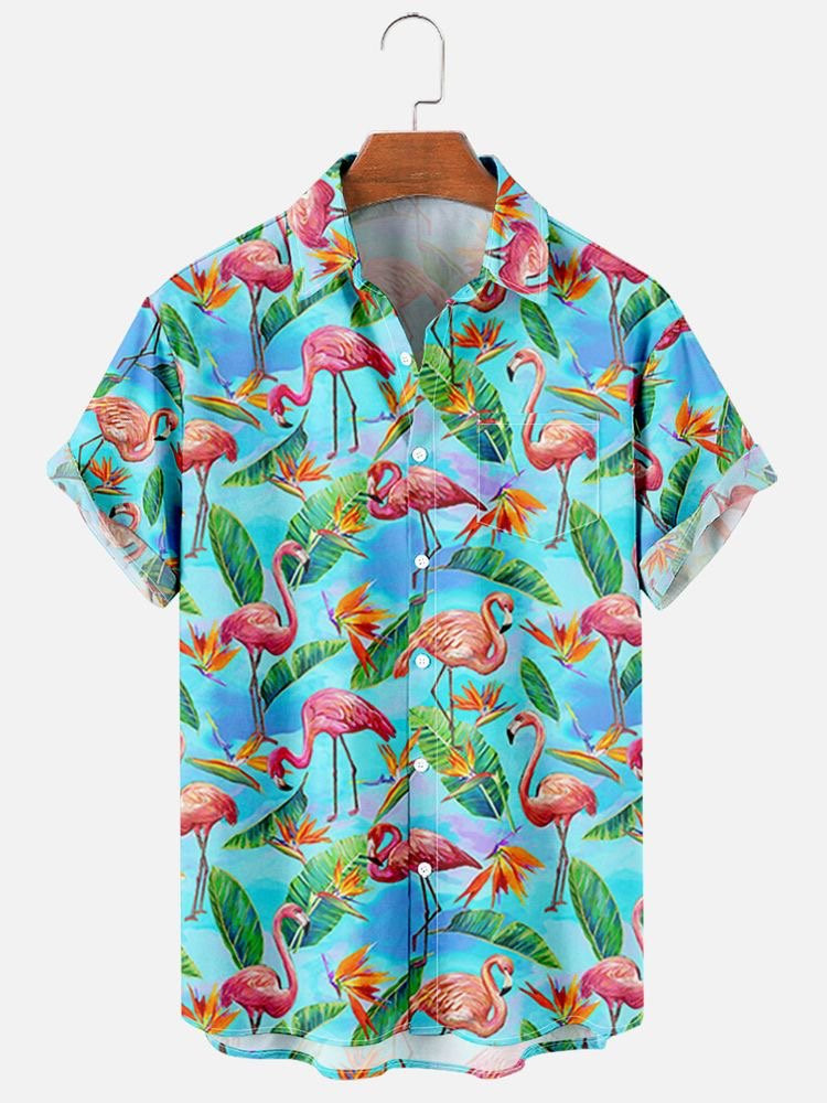 Flamingo Summer Vacation Shirts For Men Hawaiian Shirt for Men Women