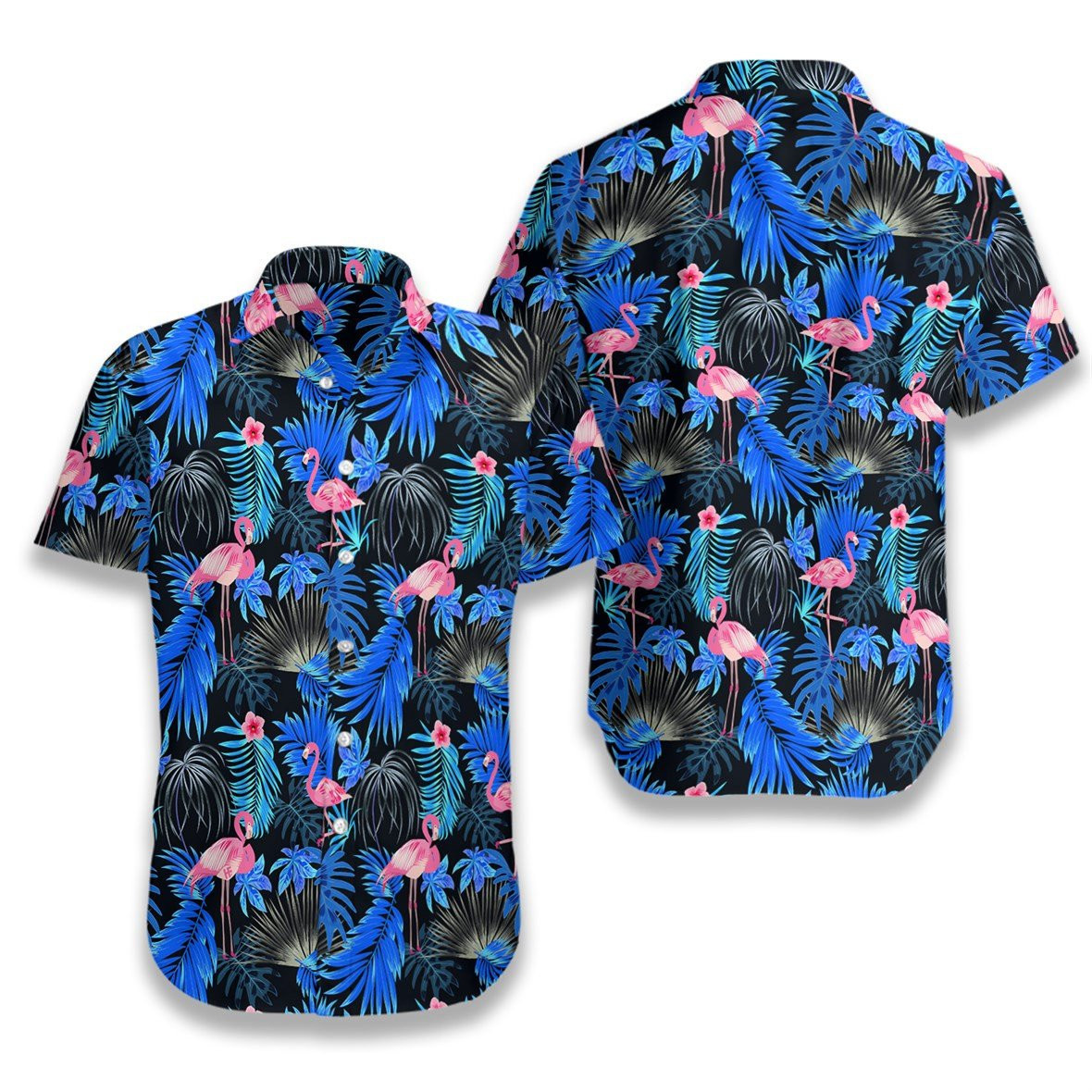 Flamingo Tropical Hawaiian Shirt Summer Aloha Shirt, Short Sleeve Hawaiian Shirt