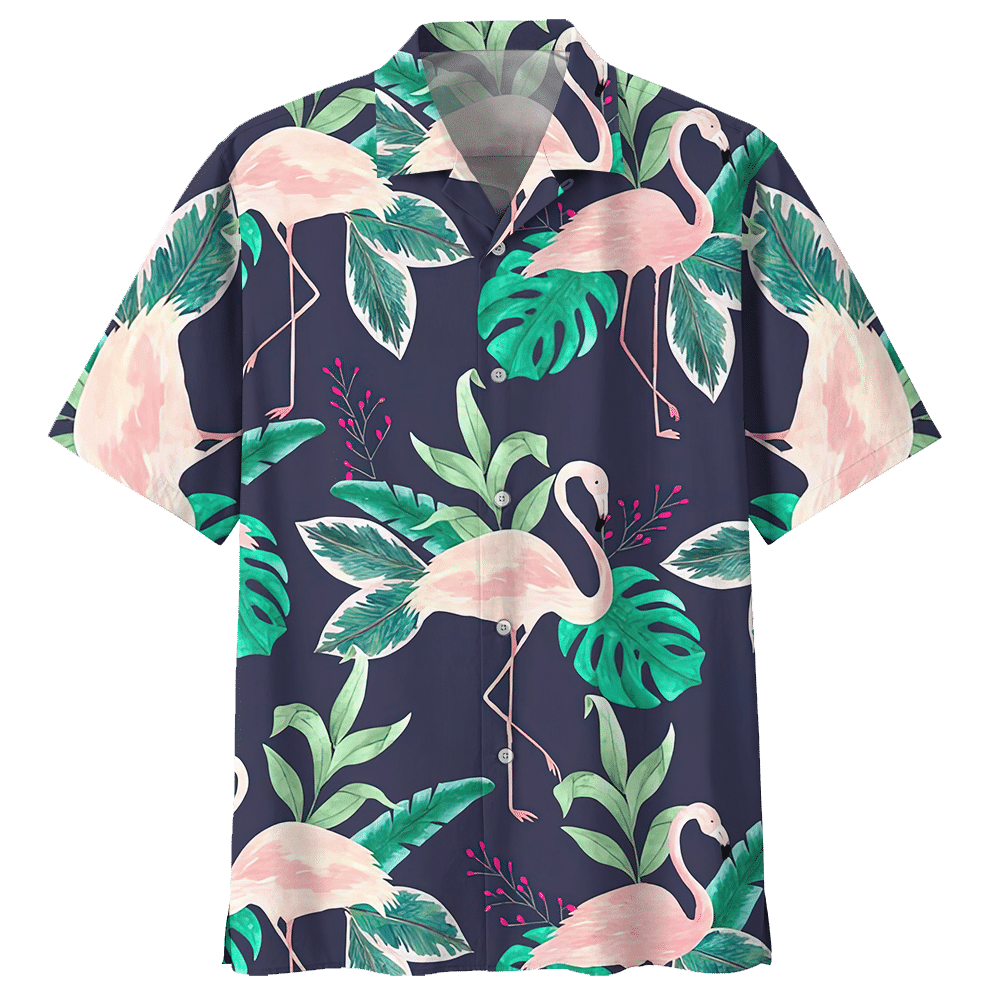 Flamingo Tropical Pattern Aloha Hawaiian Shirt Colorful Short Sleeve Summer Beach Casual Shirt For Men And Women