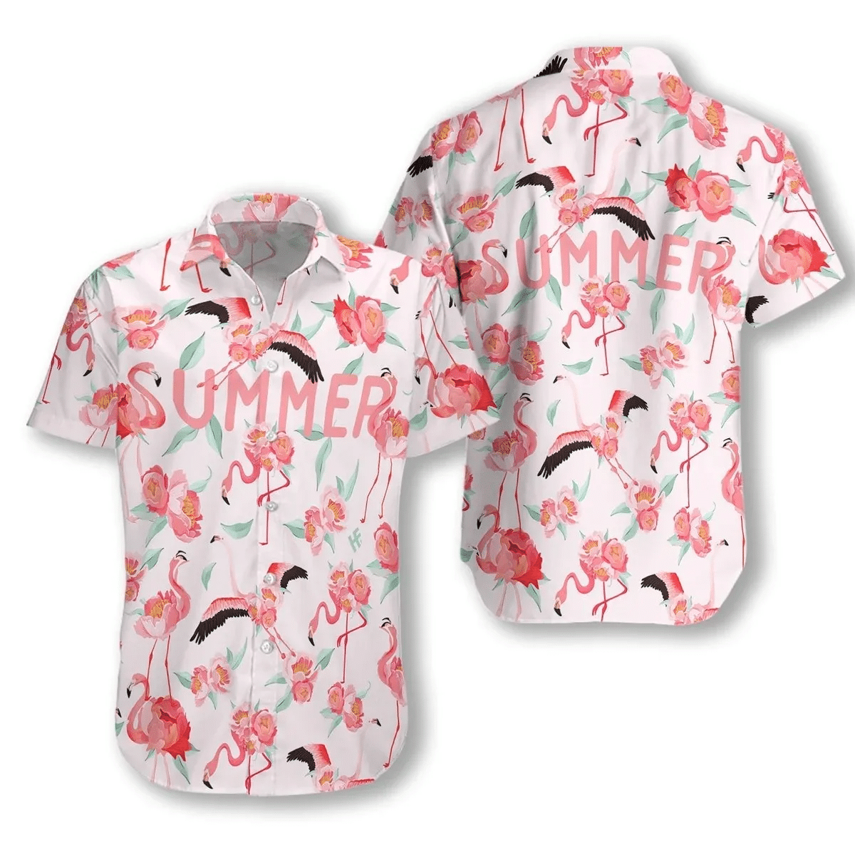 Flamingo V Hawaiian Shirt Summer Aloha Shirt, Short Sleeve Hawaiian Shirt