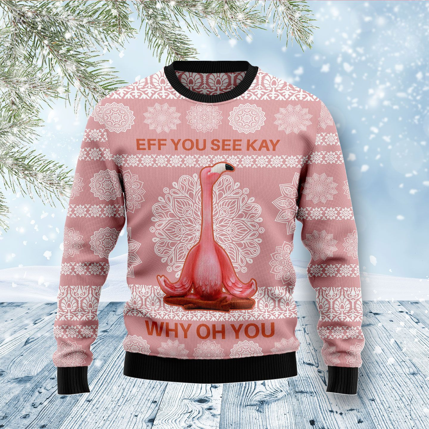 Flamingo Why Oh You Ugly Christmas Sweater Ugly Sweater For Men Women