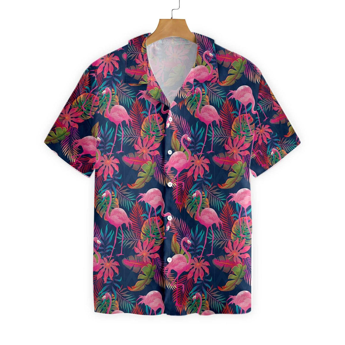 Flamingo With Palm Leaves Hawaiian Shirt