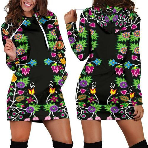 Floral Beadwork Hoodie Dress Sweater Dress Sweatshirt Dress 3d All Over Print For Women Hoodie