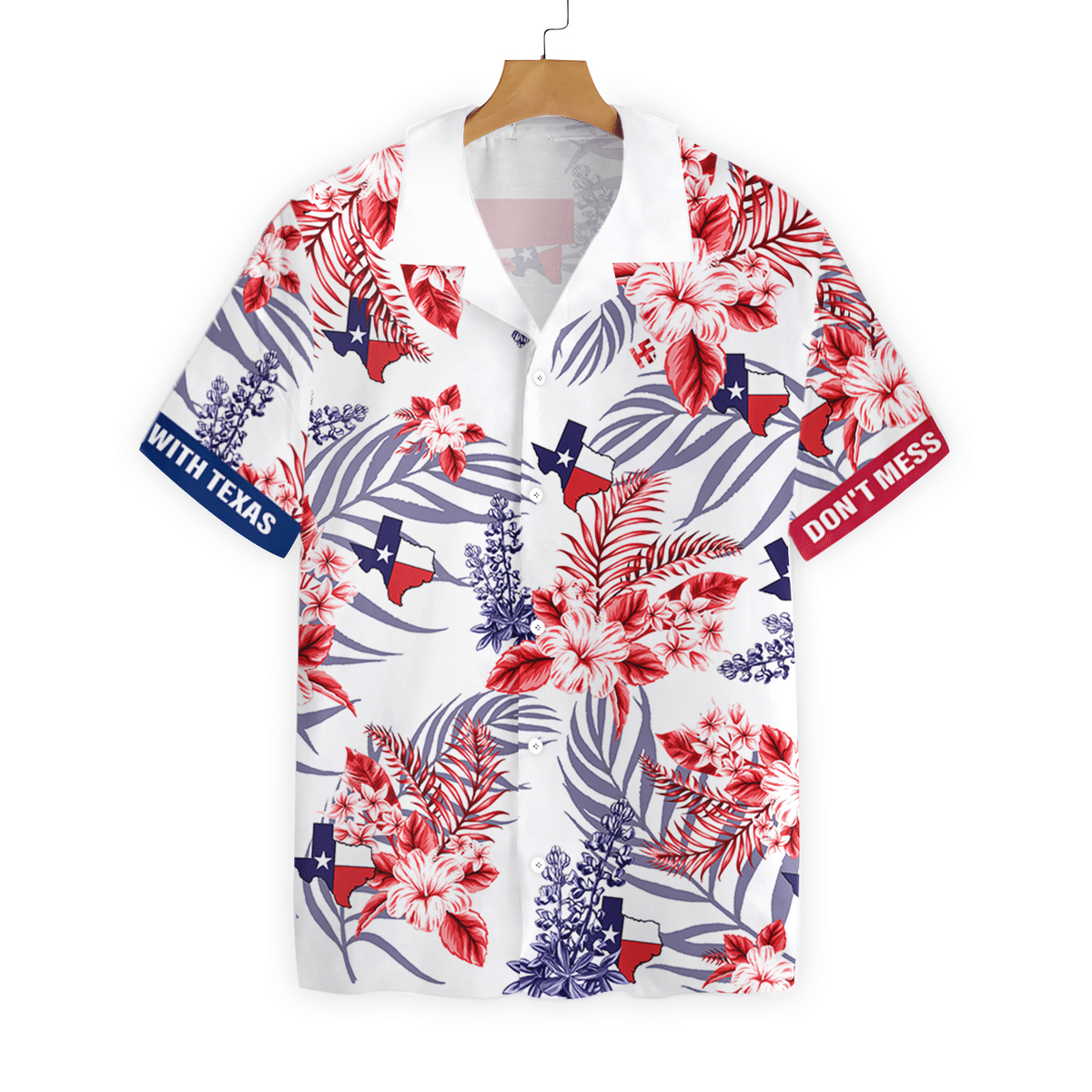 Floral Bluebonnet Dont Mess with Texas Hawaiian Shirt For Men Texas Home Shirt Proud Texas Shirt For Men