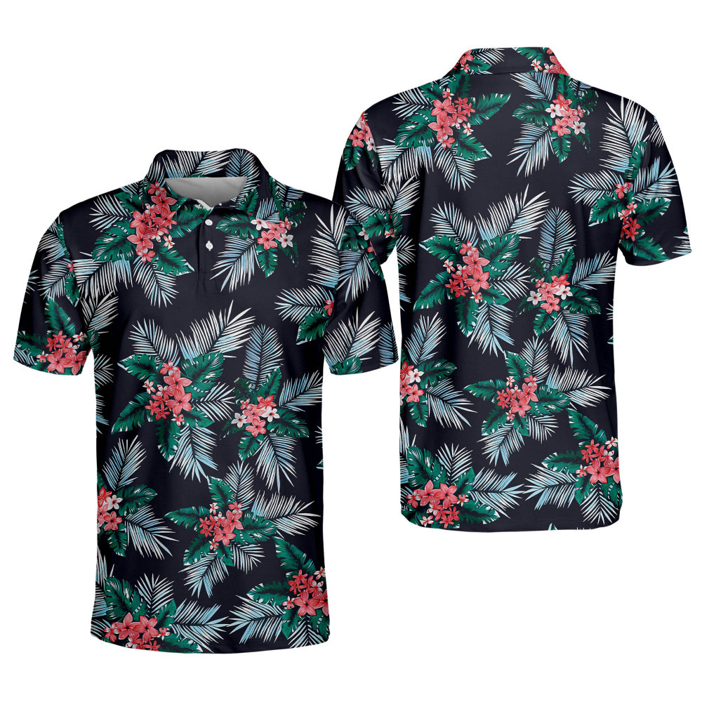 Floral Golf Polo Shirts Tropical Golf Shirts for Men Mens Tropical Shirts Short Sleeve Floral Shirts Dry Fit