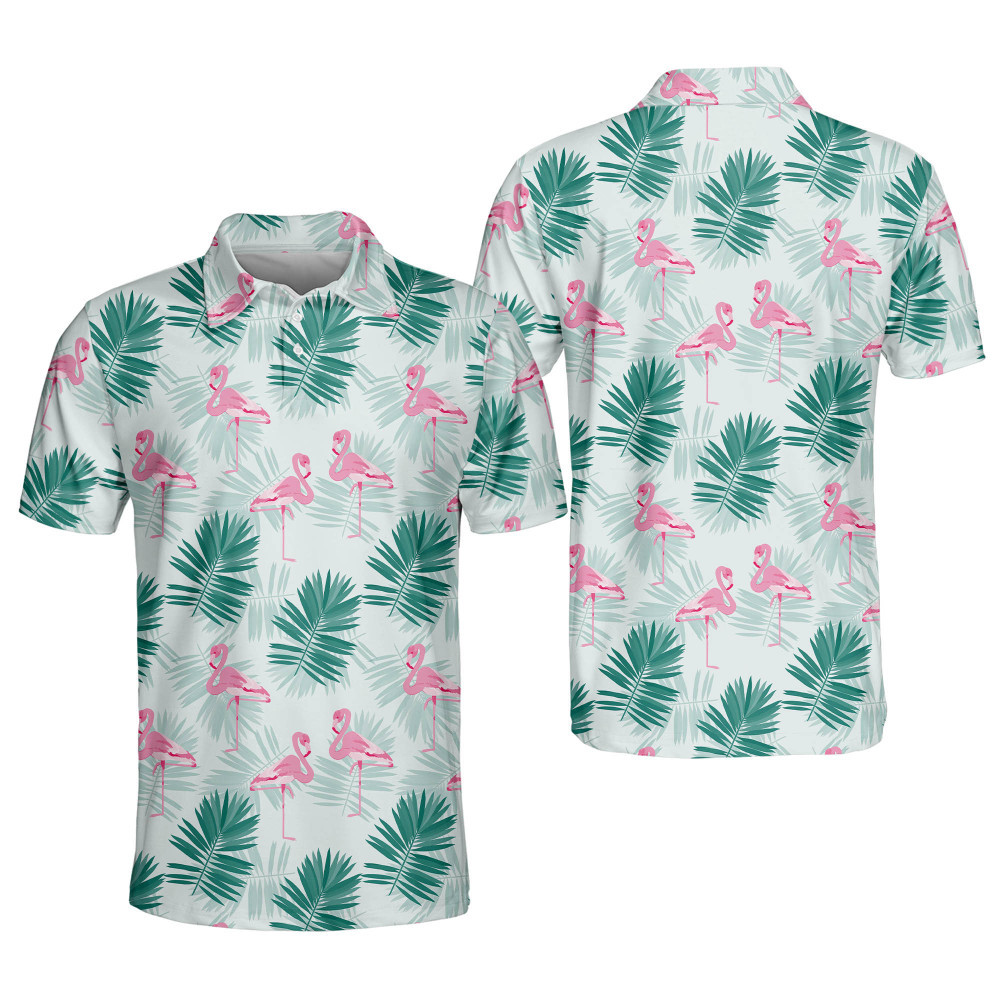 Floral Golf Polo Tropical Golf Shirts Men Mens Flamingo Tropical Shirts Short Sleeve Floral Shirts Sports Polo for Men